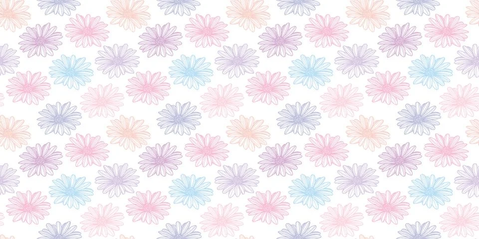 Daisy flower vector pattern background. Pastel flowers. Stock Illustration