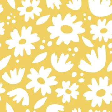 Daisy flower vector seamless pattern Stock Illustration