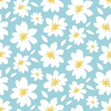 Daisy flower vector seamless pattern Stock Illustration
