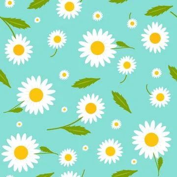 Daisy flowers background. Seamless pattern. Vector illustration Stock Illustration