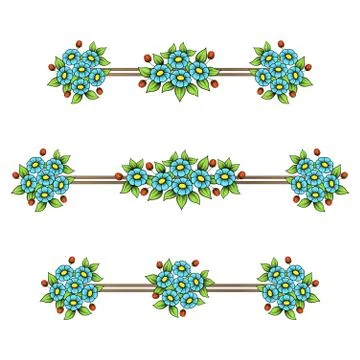 Daisy flowers color linear patterns Stock Illustration