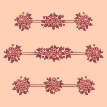 Daisy flowers coral linear patterns Stock Illustration