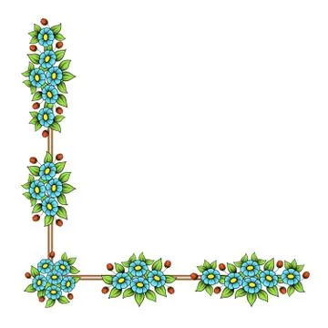 Daisy flowers corner frame Stock Illustration