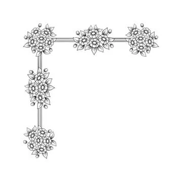 Daisy flowers corner pattern Stock Illustration