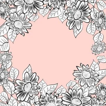 Daisy flowers frame Illustrazione stock