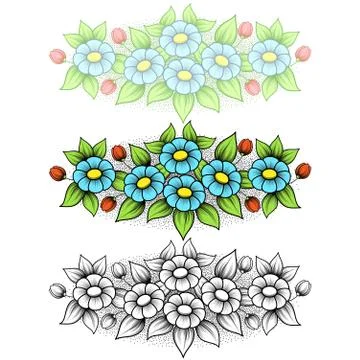 Daisy flowers horizontal big Stock Illustration