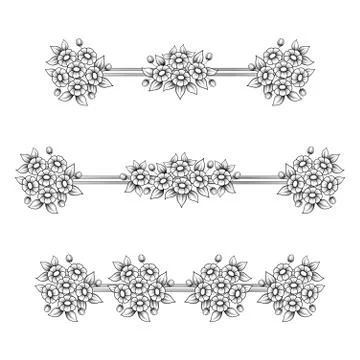 Daisy flowers linear patterns Stock Illustration
