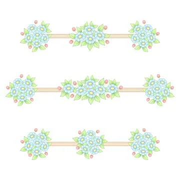 Daisy flowers pastel linear patterns Stock Illustration