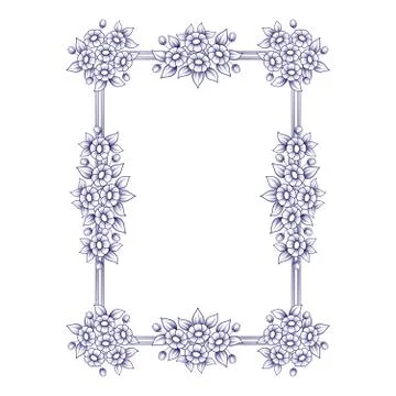 Daisy flowers rectangle frame Stock Illustration