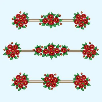 Daisy flowers red linear patterns Stock Illustration
