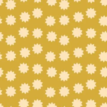 Daisy flowers Seamless Pattern, 70s Retro style repeat texture Stock Illustration