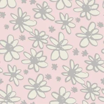 Daisy flowers sketch seamless pattern Illustrazione stock