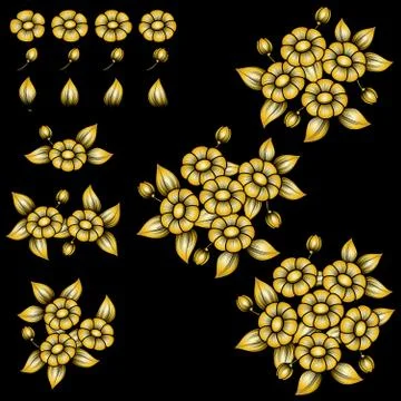 Daisy gold elements Stock Illustration