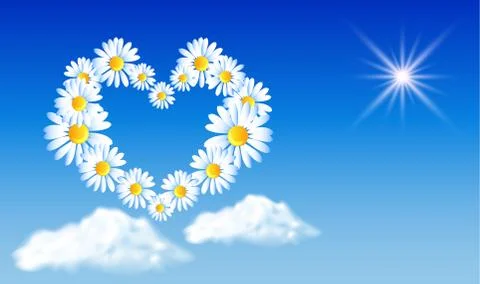 Daisy heart in the sky. Stock Illustration