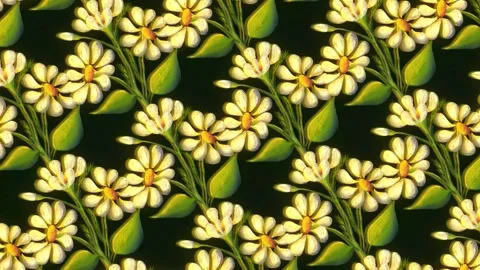 Daisy pattern on dark green background Stock Footage 328996666