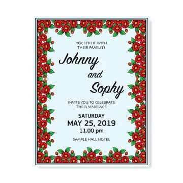 Daisy red invitation card Illustrazione stock
