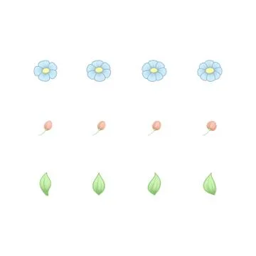 Daisy single pastel elements Stock Illustration