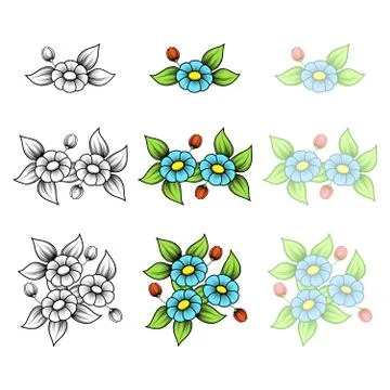 Daisy small bouquets Stock Illustration