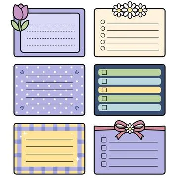 Daisy Tulip Spring Sticky Note Bundle 스톡 일러스트
