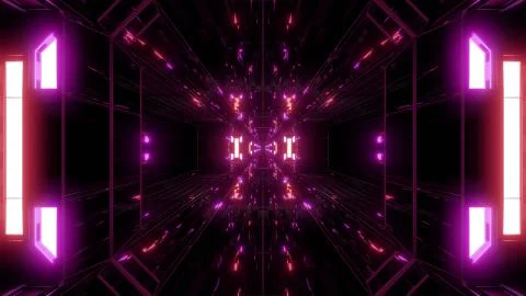 Dak reflective scifi tunnel background with nicec glow 3d illustration 3d Stock Illustration