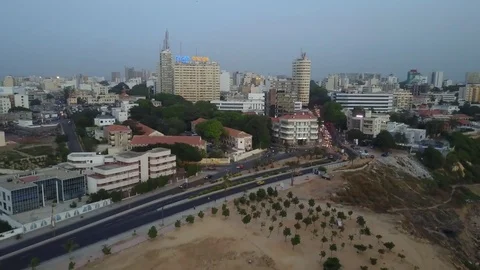 Dakar Down town at night, zoom out Stock-Footage 82605042