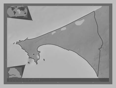 Dakar, Senegal. Grayscale elevation map with lakes and rivers 库存插图