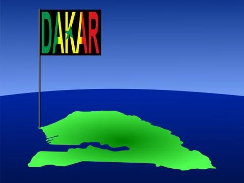 Dakar on senegal map Stock Illustration