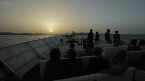 Dakar sunset view from a ferry, Dakar, Senegal Stock Footage 47947234