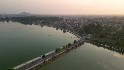 Dal Lake Drone Shot Stock Footage 314186967