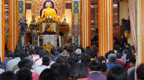 Dalai Lama gives a public speech in McLeod Ganj, India Stock Footage