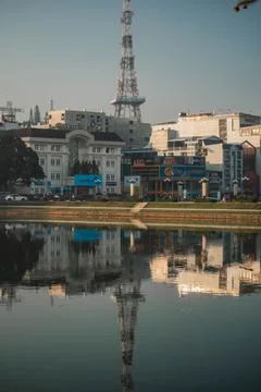 Dalat TV Tower Reflection Stock Photos