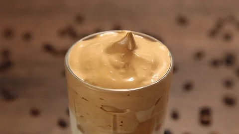 Dalgon coffee in a glass Stock Footage 130147185