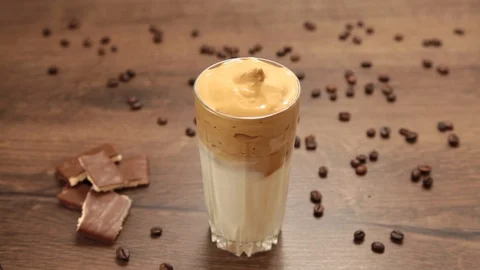 Dalgon coffee in a glass Stock Footage 130147227