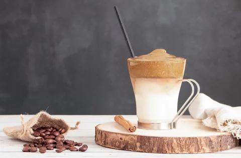 Dalgona coffee cup Stock Photos