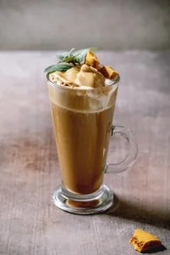 Dalgona coffee drink Stock Photos