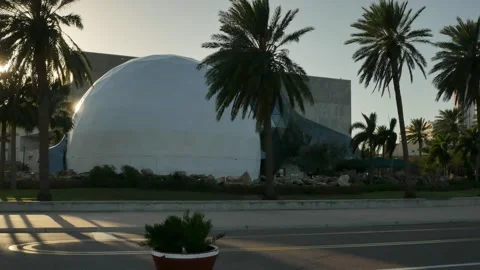 Dali Museum  and Geodesic Dome with protective white cover for Hurricanes Helene Stock Footage 289160369