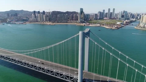 Dalian xinghai bridge Stock Footage 75773017