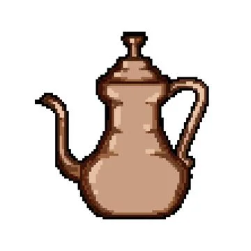 Dallah arabic tea pot pixel art vector illustration Stock Illustration
