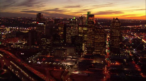Dallas Cityscape Sunset Stock Footage 38609130