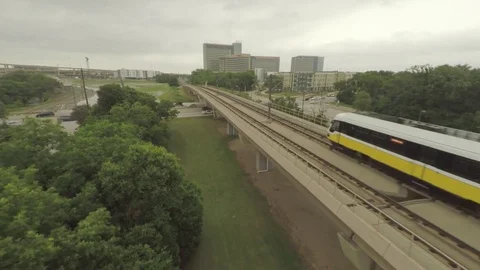 Dallas Dart Train Going By on Schedule Stock Footage 82123828