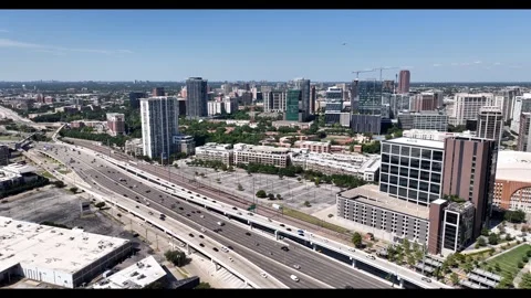 Dallas downtown facing north down Stemmons freeway Stock Footage 280924519