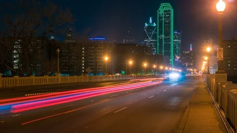 Dallas Freeway Time Lapse at Night Video stock 73901005