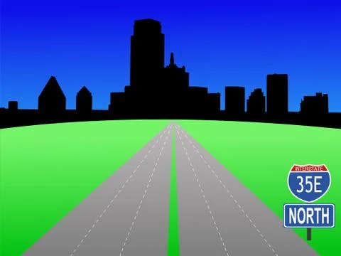 Dallas with interstate 35e Stock Illustration