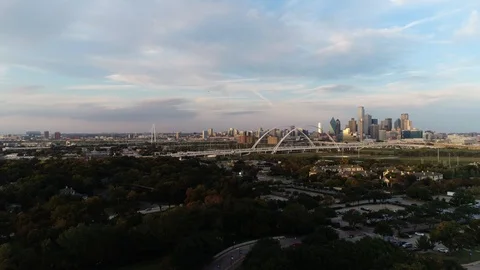 Dallas Office Building beyond Leafy Neighborhoods and Skyline Stock-Footage 97672138