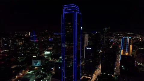 Dallas Skyline at night 2 Stock Footage 201346513