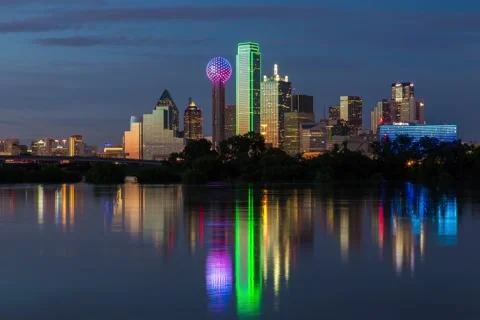Dallas Skyline Reflection Stock Footage 51440085