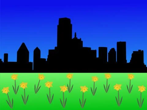 Dallas skyline in spring Stock Illustration