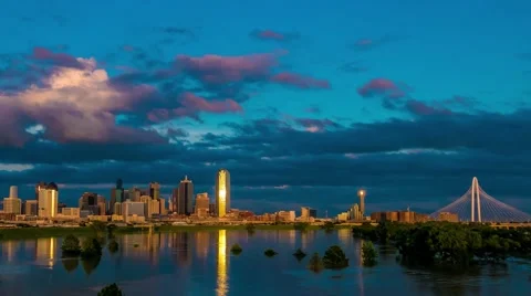 Dallas skyline sunset golden hour time-l... | Stock Video | Pond5