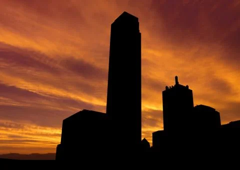 Dallas skyline at sunset Stock Illustration