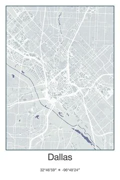 Dallas, Texas - vector map of city in Gray, Blue, Green, White colors Stock Illustration